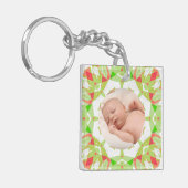 Zacht Groen Custom Merry Christmas Foto Sleutelhanger (Voorkant Links)