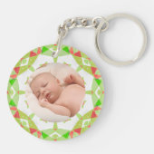 Zacht Groen Custom Merry Christmas Foto Sleutelhanger (Achterkant)