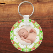 Zacht Groen Custom Merry Christmas Foto Sleutelhanger (Achterkant)