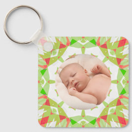 Zacht  Groen Custom Merry Christmas Foto Sleutelhanger