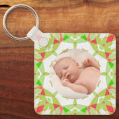 Zacht  Groen Custom Merry Christmas Foto Sleutelhanger (Voorkant)