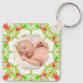 Zacht  Groen Custom Merry Christmas Foto Sleutelhanger (Achterkant)