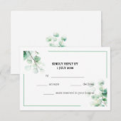 Zacht Groen Elegante Eucalyptus Twigs Wedding RSVP (Voorkant / Achterkant)