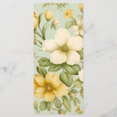 Zacht groen en beige bloemen bruiloft menu (Achterkant)