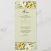 Zacht groen en beige bloemen bruiloft menu (Voorkant)