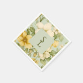 Zacht groen en beige bloemen bruiloft servet (Hoek)