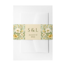 Zacht groen en beige bloemen bruiloft uitnodigingen wikkel