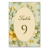 Zacht groen en beige bloemen trouwtafel nummer kaart (Achterkant)