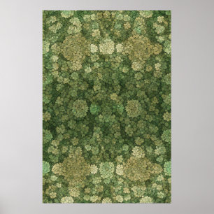 Zacht groen en beige bloementextuur poster