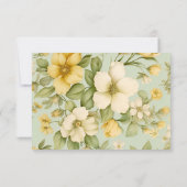 Zacht groen en beige bruiloft RSVP kaartje (Achterkant)