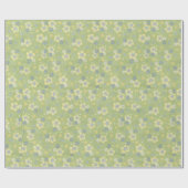 zacht groen en blauw bloemontwerp cadeaupapier (Vlak)