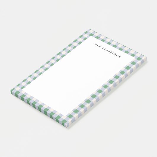 Zacht Groen en Blauw Geruit Gepersonaliseerd Post-it® Notes (Schuin)