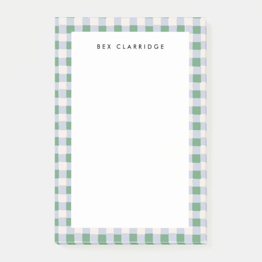 Zacht Groen en Blauw Geruit Gepersonaliseerd Post-it® Notes (Voorkant)