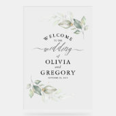 Zacht groen en goud minimalistische bruiloft Welko Acryl Bord (Voorkant)