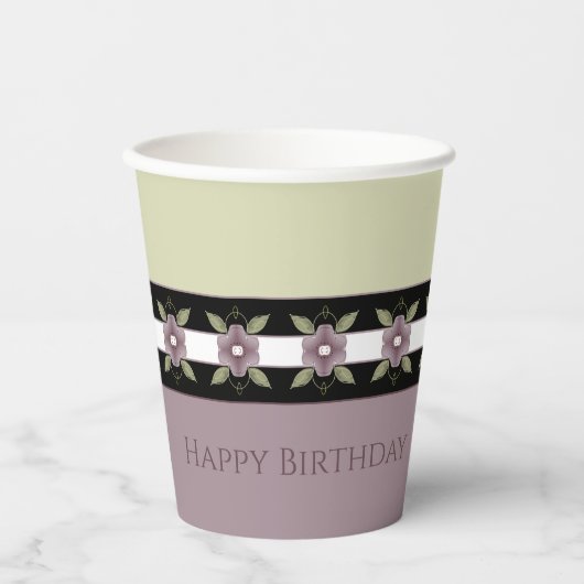 Zacht groen en Paarse pruim Papieren Bekers (Voorkant)