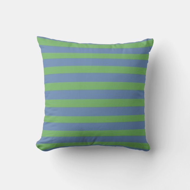 Zacht Groen en Periwinkle Striped Patroon Kussen (Voorkant)