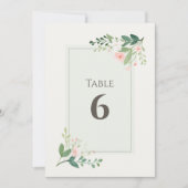 Zacht groen en roze Bloemen Tafelnummer (Voorkant)
