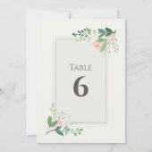 Zacht groen en roze Bloemen Tafelnummer (Achterkant)