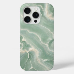 Zacht groen marmer met witte aderen iPhone 15 pro case
