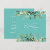 Zacht groen met bloemen Uitnodiging (Voorkant / Achterkant)