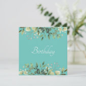 Zacht groen met bloemen Uitnodiging (Staand voorkant)