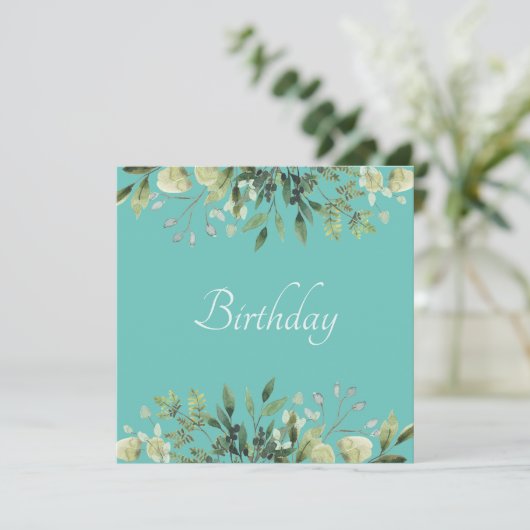 Zacht groen met bloemen Uitnodiging (Staand voorkant)