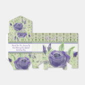 Zacht groen met Paarse Rozen Bedankdoosjes (Uitgevouwen)
