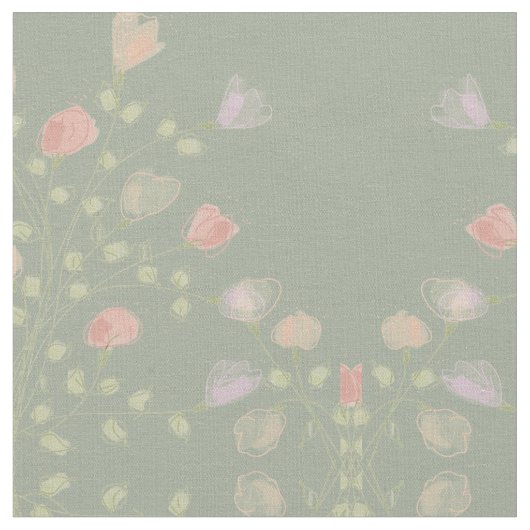 Zacht groen met pastelbloem stof (Close Up)