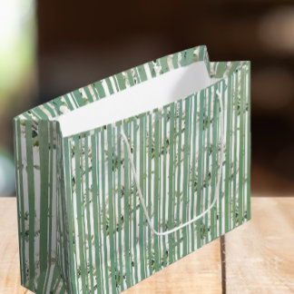 Zacht Groen met witte bloemen Gift Bag Groot Cadeauzakje