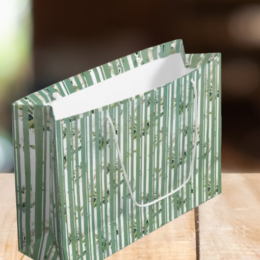 Zacht Groen met witte bloemen Gift Bag Groot Cadeauzakje