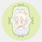 Zacht Groen Ronde Sticker (Voorkant)
