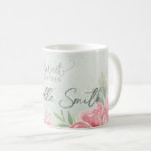 Zacht Groen & Roze Glitter Floral Sweet Sixteen Bi Koffiemok (Voorkant rechts)