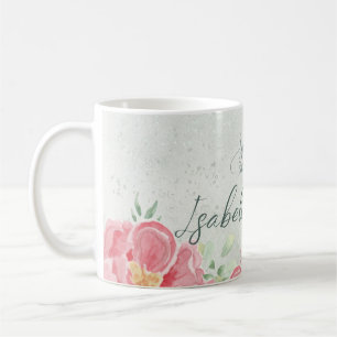 Zacht Groen & Roze Glitter Floral Sweet Sixteen Bi Koffiemok