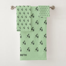 Zacht groen, silhouet Inspirerend dansen Bad Handdoek