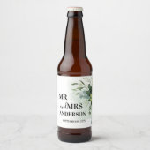 Zacht Groen Succulent Bruiloft Bloemen Botanische Bier Etiket (Voorkant)