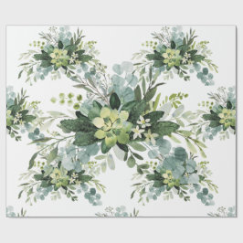 Zacht Groen Succulent Bruiloft Bloemen Botanische  Cadeaupapier