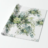 Zacht Groen Succulent Bruiloft Bloemen Botanische  Cadeaupapier (Uitgerold)