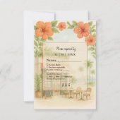 Zacht Groen Tropisch Hawaii Destination Wedding RSVP Kaartje (Voorkant)