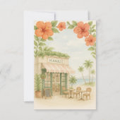 Zacht Groen Tropisch Hawaii Destination Wedding RSVP Kaartje (Achterkant)