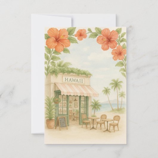 Zacht Groen Tropisch Hawaii Destination Wedding RSVP Kaartje (Achterkant)
