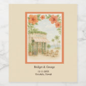 Zacht Groen Tropisch Hawaii Destination Wedding Wijn Etiket (Enkel label)