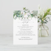 Zacht groen tropische bloemen bruiloft informatie informatiekaartje (Staand voorkant)