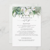 Zacht groen tropische bloemen bruiloft informatie informatiekaartje (Voorkant / Achterkant)