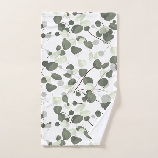 Zacht groen Verse eucalyptusbladeren patroon Bad Handdoek (Handdoek)