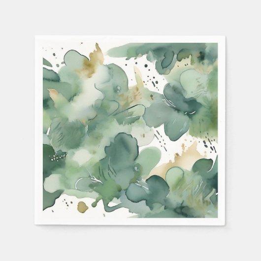 Zacht Groen Waterverf Modern Pattern Servet (Voorkant)