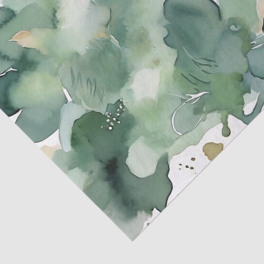 Zacht Groen Waterverf Modern Pattern Tissuepapier (Detail)