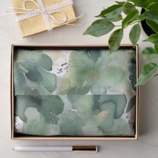 Zacht Groen Waterverf Modern Pattern Tissuepapier (Geschenk)