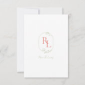 Zacht Groen & Wit Bloemen Koraal Monogram Bruiloft RSVP Kaartje (Achterkant)