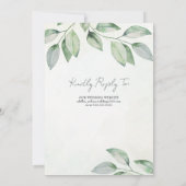 Zacht groene bladeren bruiloft kaart (Achterkant)