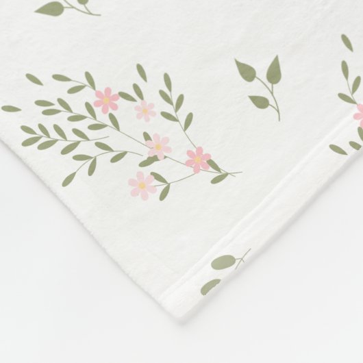  Zacht Groene Bladeren En Roze Bloemen Fleece (Hoek)